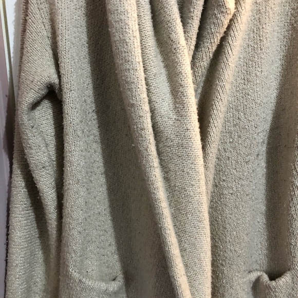 Oatmeal color sweater coat with hoodie - Picture 2 of 3